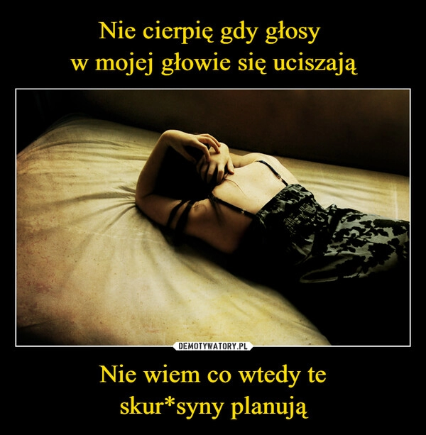 
    Nie cierpię gdy głosy 
w mojej głowie się uciszają Nie wiem co wtedy te
skur*syny planują