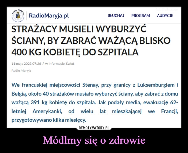 
    Módlmy się o zdrowie