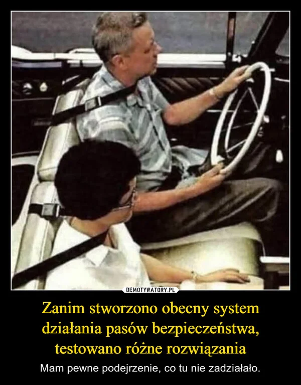 
    Zanim stworzono obecny system działania pasów bezpieczeństwa, testowano różne rozwiązania