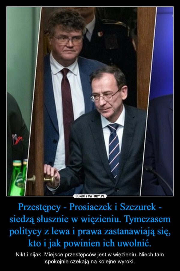 
    Przestępcy - Prosiaczek i Szczurek - siedzą słusznie w więzieniu. Tymczasem politycy z lewa i prawa zastanawiają się, kto i jak powinien ich uwolnić.