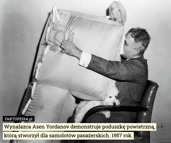 
    Wynalazca Asen Yordanov demonstruje poduszkę powietrzną, którą stworzył