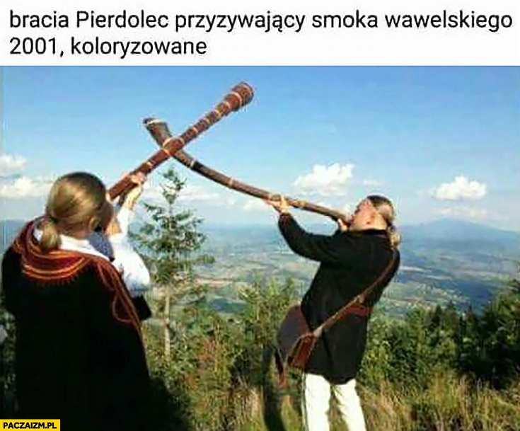 
    Bracia pierdolec przyzywający Smoka Wawelskiego 2001 koloryzowane bracia Golec Uorkiestra