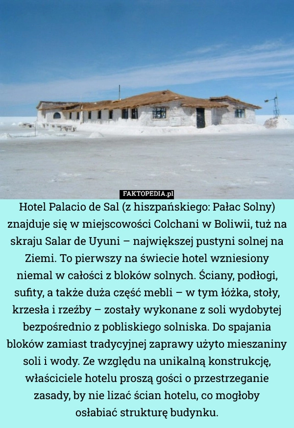 
    Hotel Palacio de Sal (z hiszpańskiego: Pałac Solny) znajduje się w miejscowości