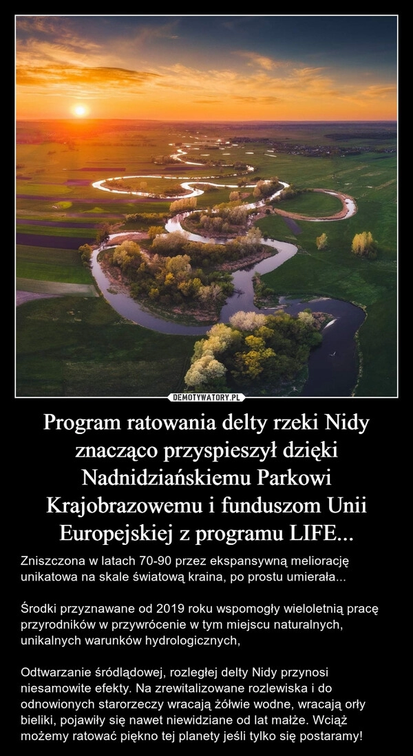 
    Program ratowania delty rzeki Nidy znacząco przyspieszył dzięki Nadnidziańskiemu Parkowi Krajobrazowemu i funduszom Unii Europejskiej z programu LIFE...