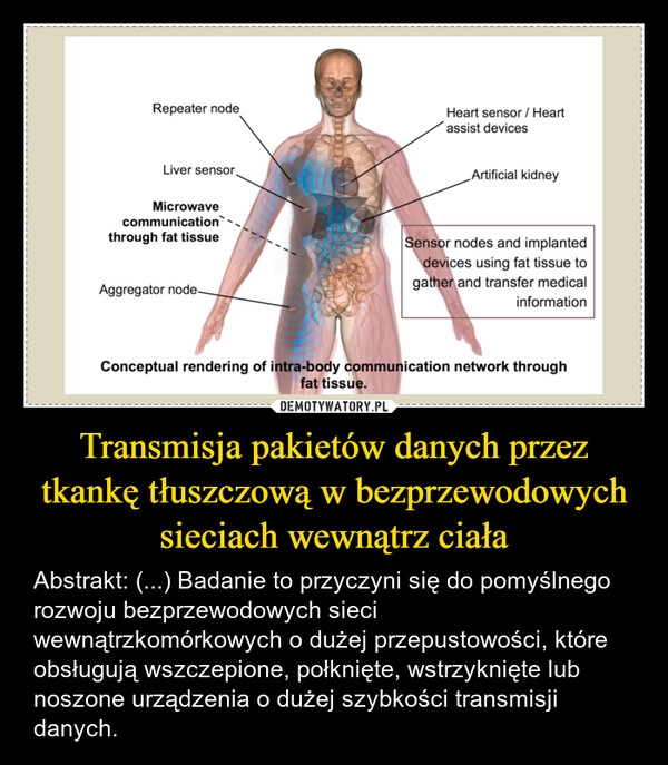 
    Transmisja pakietów danych przez tkankę tłuszczową w bezprzewodowych sieciach wewnątrz ciała