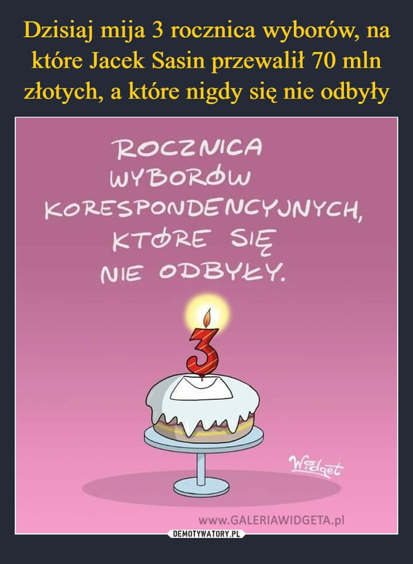 
    Dzisiaj mija 3 rocznica wyborów, na które Jacek Sasin przewalił 70 mln złotych, a które nigdy się nie odbyły