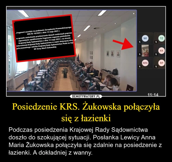 
    Posiedzenie KRS. Żukowska połączyła się z łazienki