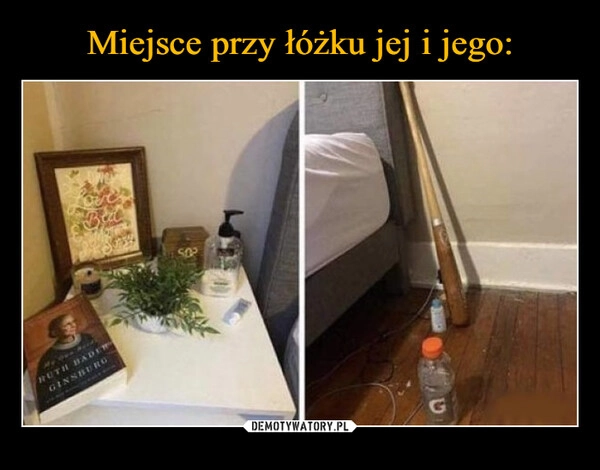 
    Miejsce przy łóżku jej i jego: