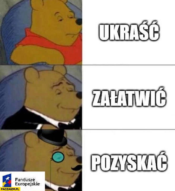
    Kubuś Puchatek: ukraść, załatwić, pozyskać z funduszy europejskich