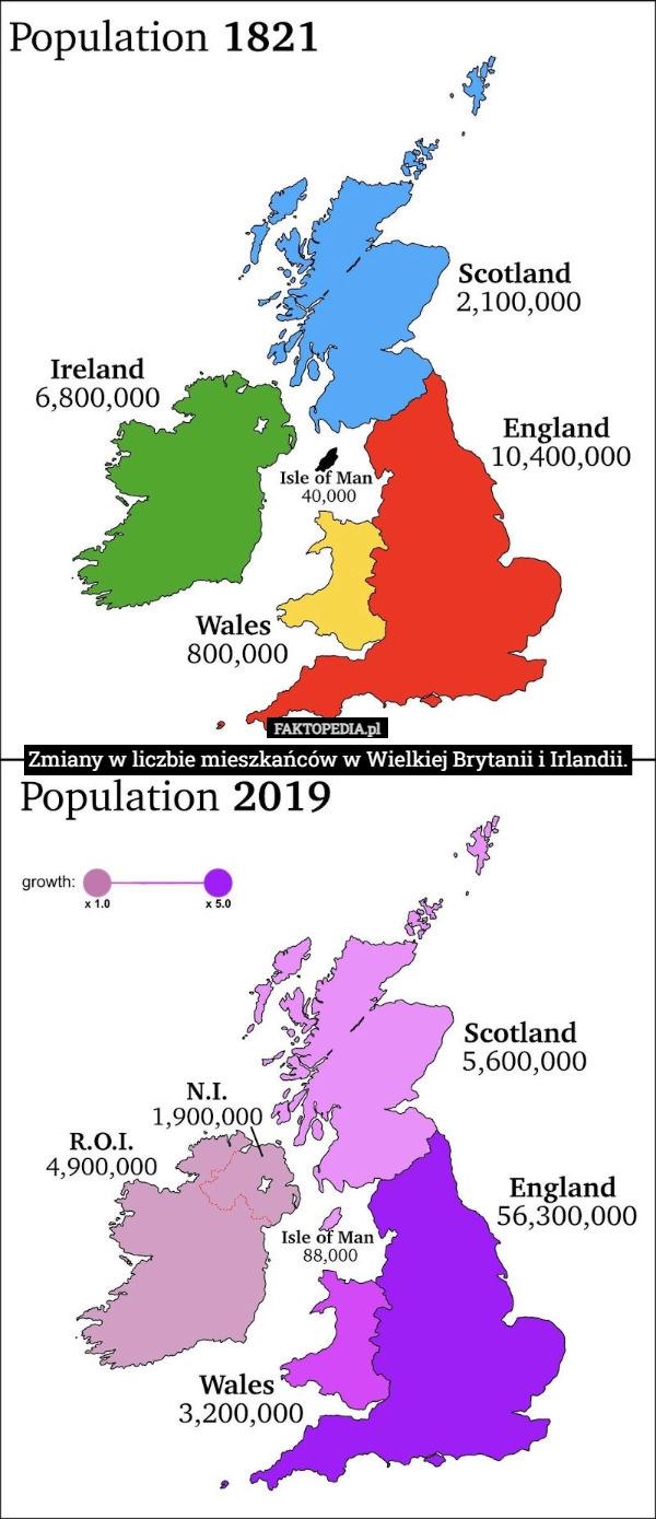 
    Zmiany w liczbie mieszkańców w Wielkiej Brytanii i Irlandii.