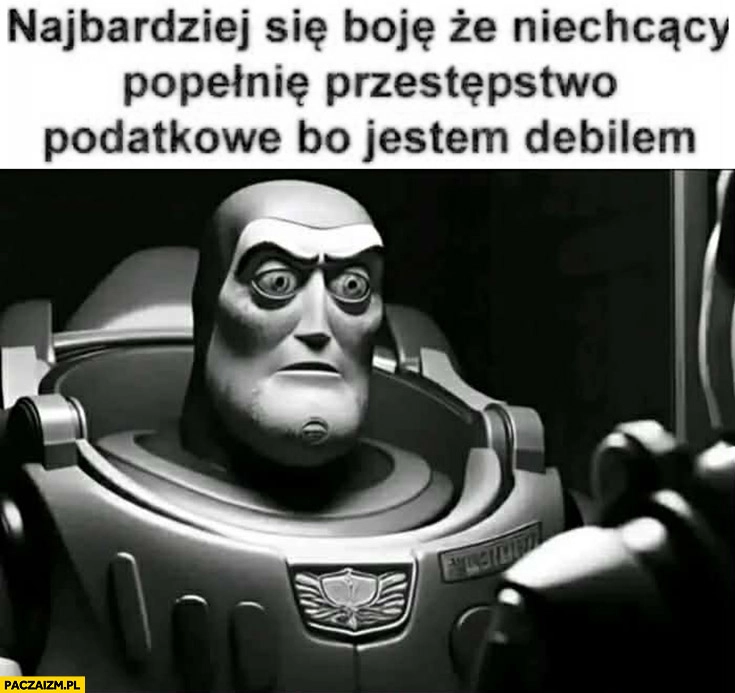 
    Najbardziej się boję, że niechcący popełnię przestępstwo podatkowe bo jestem debilem Toy Story