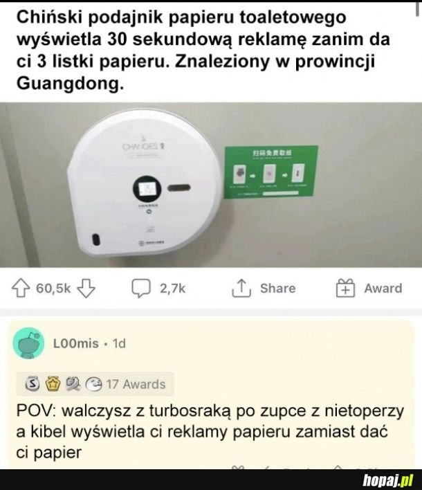 
    Chiński podajnik papieru toaletowego