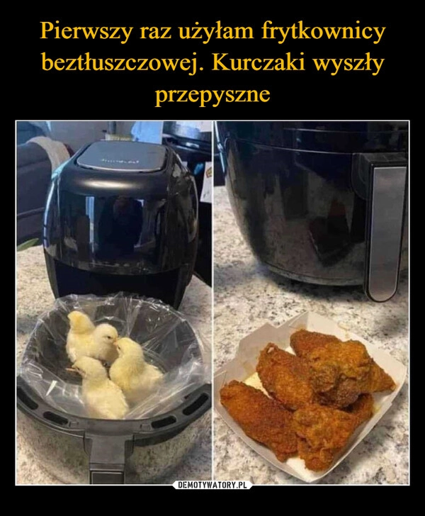 
    Pierwszy raz użyłam frytkownicy beztłuszczowej. Kurczaki wyszły przepyszne