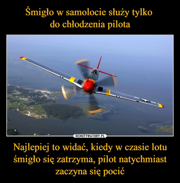 
    Śmigło w samolocie służy tylko 
do chłodzenia pilota Najlepiej to widać, kiedy w czasie lotu śmigło się zatrzyma, pilot natychmiast zaczyna się pocić