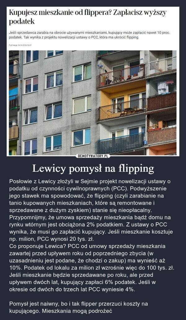 
    Lewicy pomysł na flipping