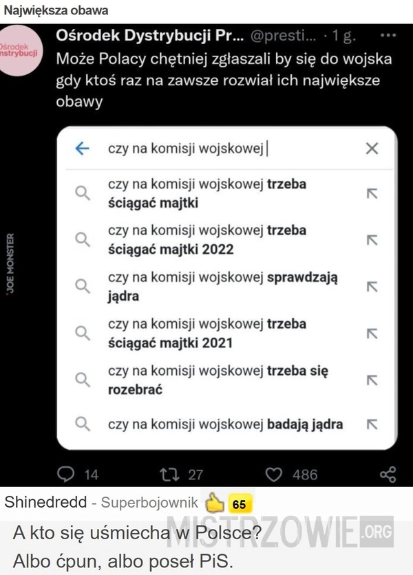 
    
			Największa obawa					