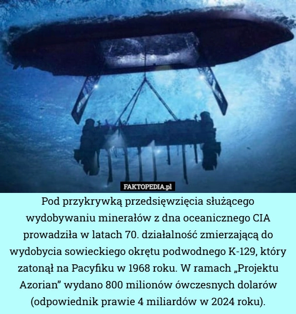 
    Pod przykrywką przedsięwzięcia służącego wydobywaniu minerałów z dna oceanicznego