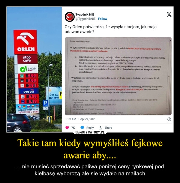 
    Takie tam kiedy wymyśliłeś fejkowe awarie aby....