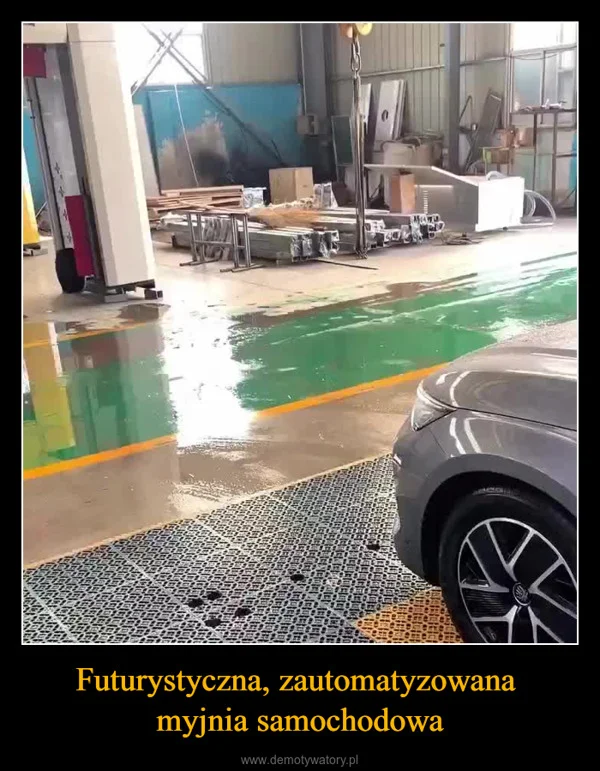
    Futurystyczna, zautomatyzowana myjnia samochodowa