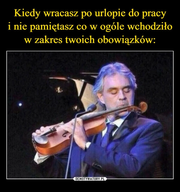 
    Kiedy wracasz po urlopie do pracy
i nie pamiętasz co w ogóle wchodziło w zakres twoich obowiązków: