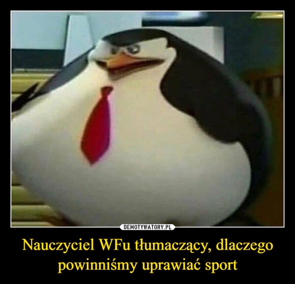 
    Nauczyciel WFu tłumaczący, dlaczego
powinniśmy uprawiać sport