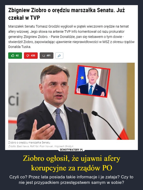 
    Ziobro ogłosił, że ujawni afery korupcyjne za rządów PO