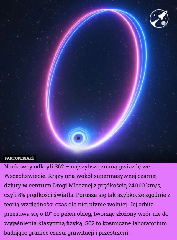 
    Naukowcy odkryli S62 – najszybszą znaną gwiazdę we Wszechświecie. Krąży