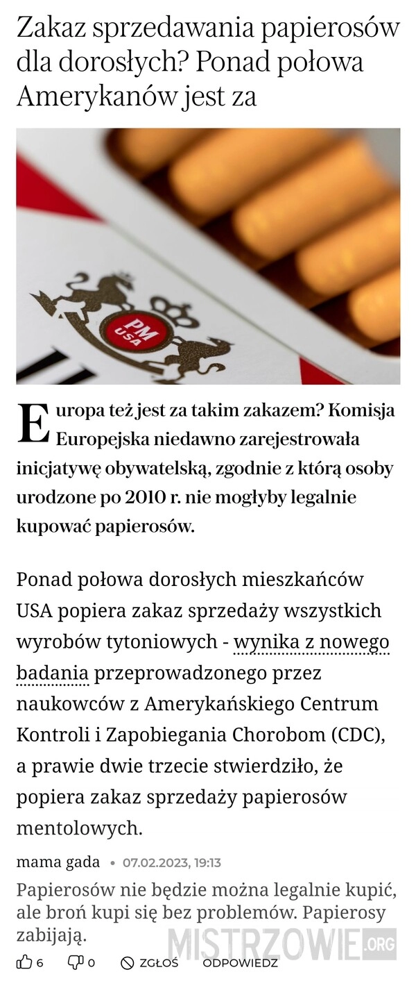 
    Zakaz sprzedaży papierosów