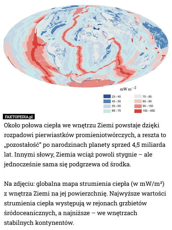 
    Około połowa ciepła we wnętrzu Ziemi powstaje dzięki rozpadowi pierwiastków...