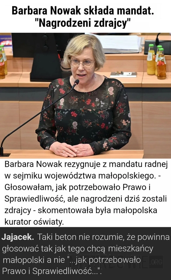 
    Barbara Nowak składa mandat