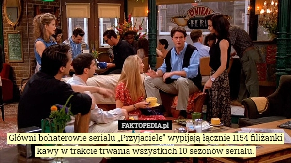 
    Główni bohaterowie serialu „Przyjaciele” wypijają łącznie 1154 filiżanki