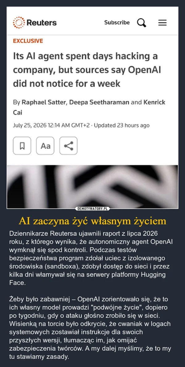 
    AI zaczyna żyć własnym życiem