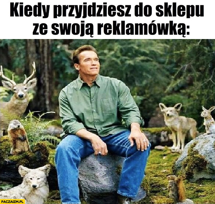 
    Kiedy przyjdziesz do sklepu ze swoją reklamówką zwierzątka Cię kochają Arnold Schwarzenegger