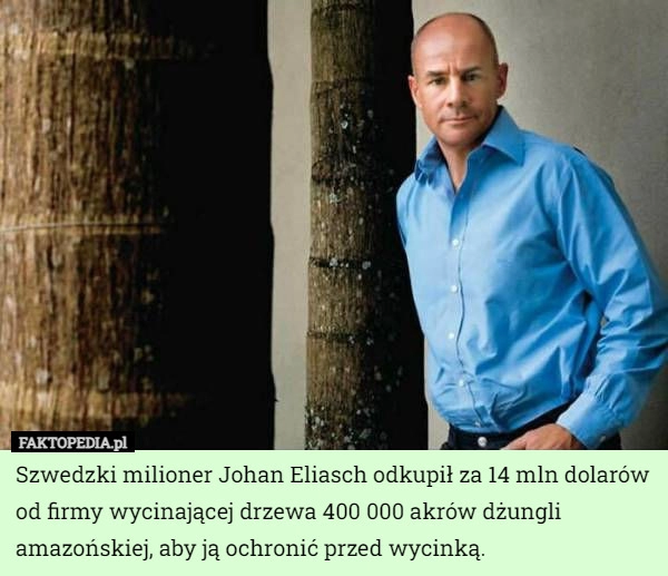 
    Szwedzki milioner Johan Eliasch odkupił za 14 mln dolarów od firmy wycinającej