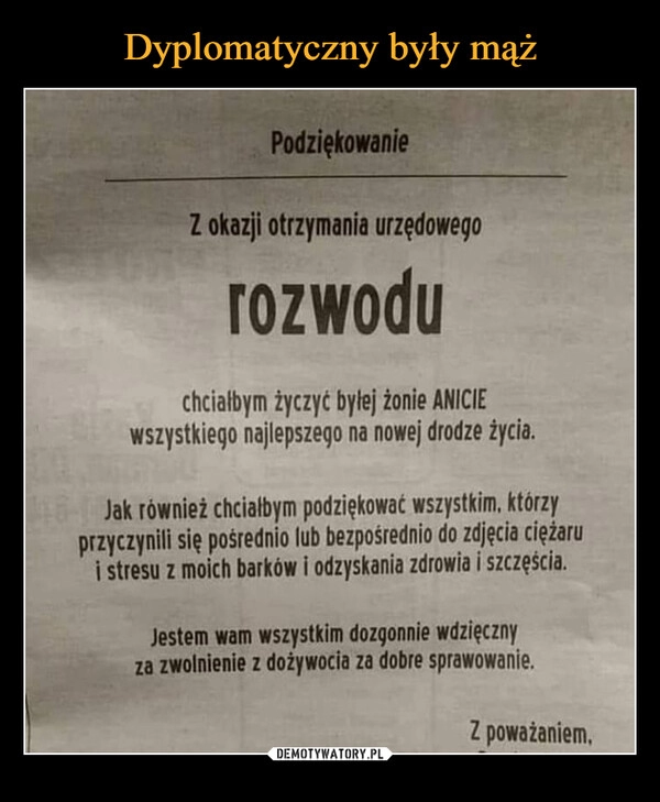 
    Dyplomatyczny były mąż 