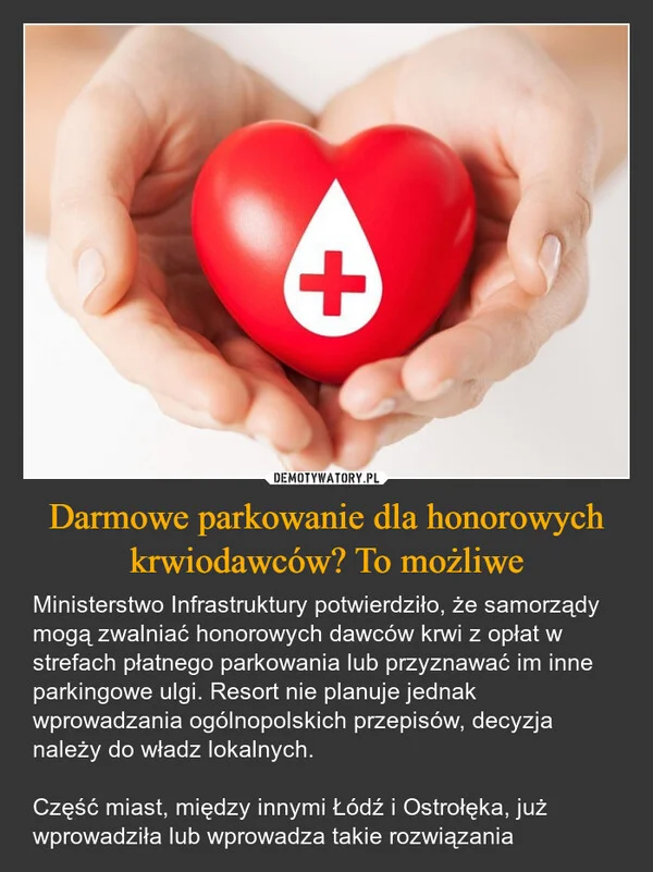 
    Darmowe parkowanie dla honorowych krwiodawców? To możliwe
