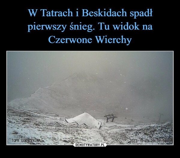 
    W Tatrach i Beskidach spadł pierwszy śnieg. Tu widok na Czerwone Wierchy