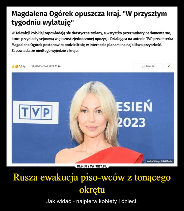 
    Rusza ewakucja piso-wców z tonącego okrętu