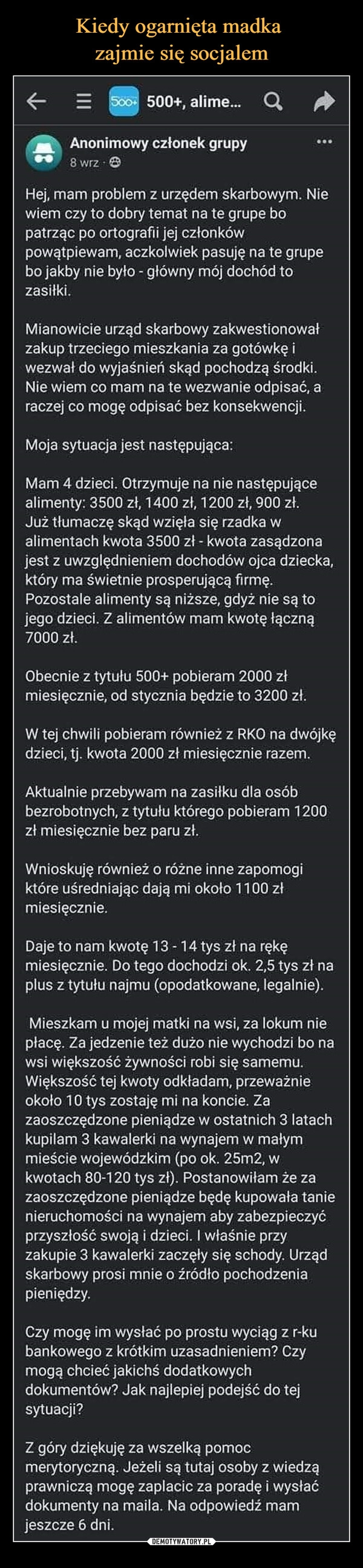 
    Kiedy ogarnięta madka 
zajmie się socjalem