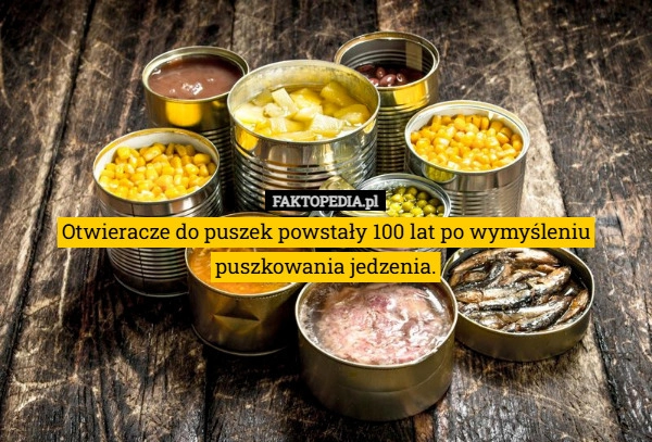 
    Otwieracze do puszek powstały 100 lat po wymyśleniu puszkowania jedzenia.