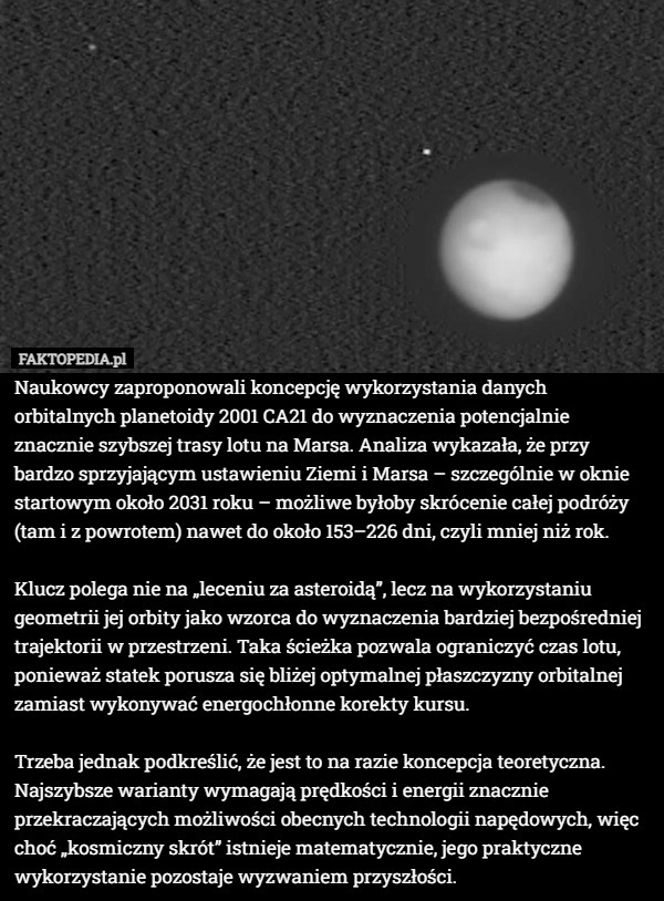 
    Naukowcy zaproponowali koncepcję wykorzystania danych orbitalnych planetoidy