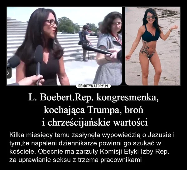 L. Boebert.Rep. kongresmenka, kochająca Trumpa, broń i chrześcijańskie wartości