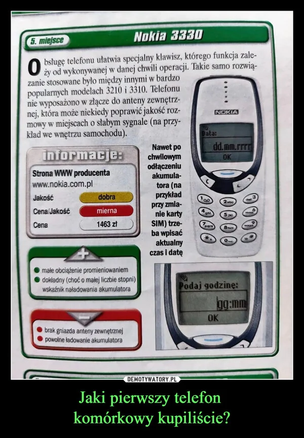 Jaki pierwszy telefon komórkowy kupiliście?