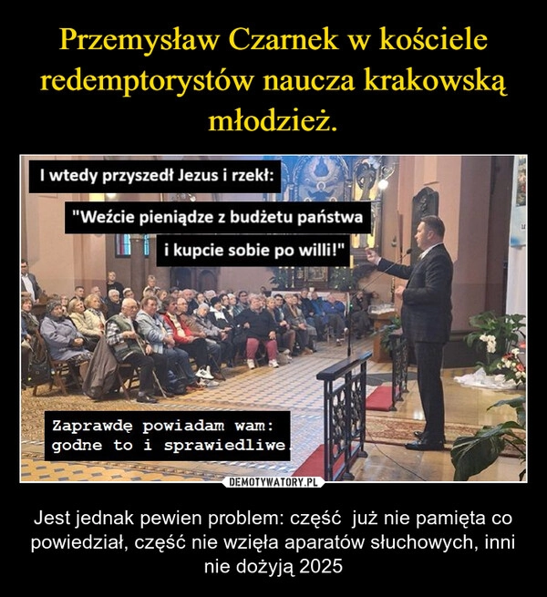 
    Przemysław Czarnek w kościele redemptorystów naucza krakowską młodzież.