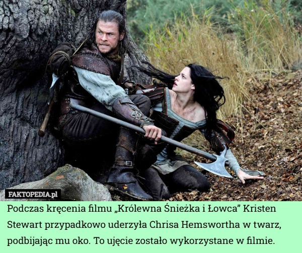 
    Podczas kręcenia filmu „Królewna Śnieżka i Łowca” Kristen Stewart przypadkowo