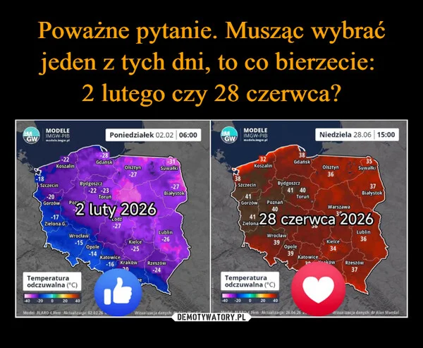 
    Poważne pytanie. Musząc wybrać jeden z tych dni, to co bierzecie: 2 lutego czy 28 czerwca?