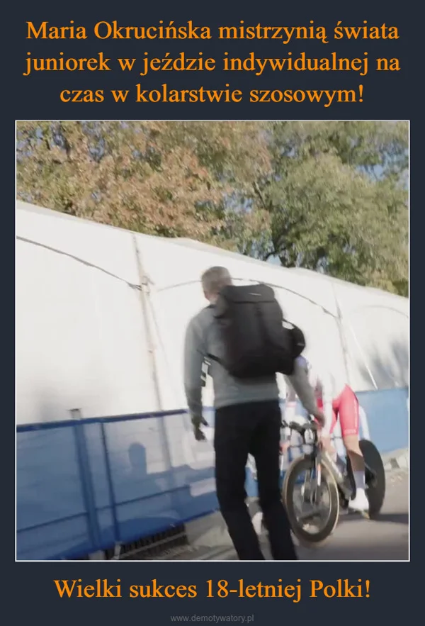 Maria Okrucińska mistrzynią świata juniorek w jeździe indywidualnej na czas w kolarstwie szosowym! Wielki sukces 18-letniej Polki!