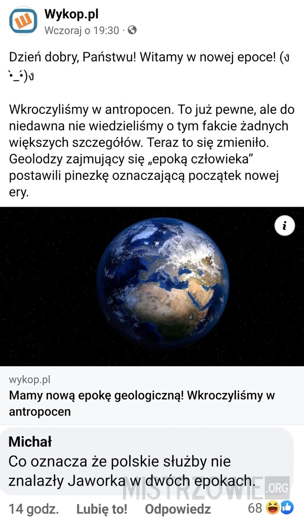 
    Nowa epoka geologiczna