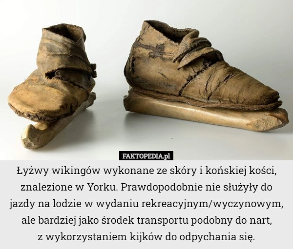 
    
			Łyżwy wikingów wykonane ze skóry i końskiej kości, znalezione w Yorku. Prawdopodobnie...					