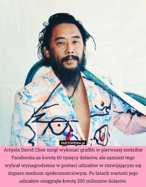 
    Artysta David Choe mógł wykonać graffiti w pierwszej siedzibie Facebooka